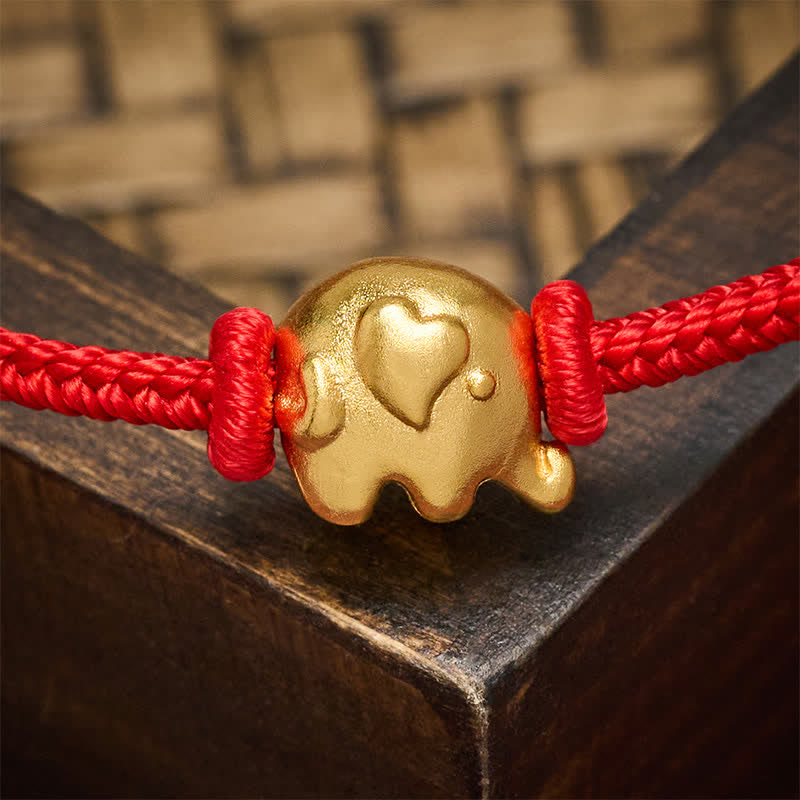 Buddha Stones Bracciale di protezione in rame con elefante e cordino rosso - image 3