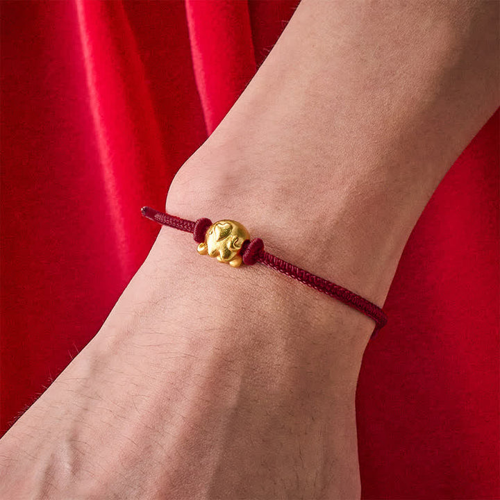 Buddha Stones Bracciale di protezione in rame con elefante e cordino rosso - image 12