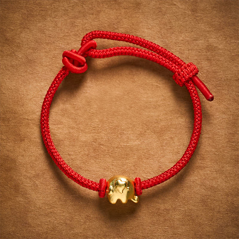Buddha Stones Bracciale di protezione in rame con elefante e cordino rosso - image 2