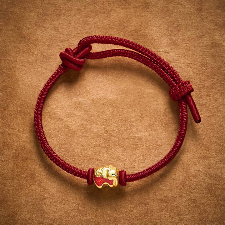 Buddha Stones Braccialetto Faith in rame con elefante e cordino rosso - image 11
