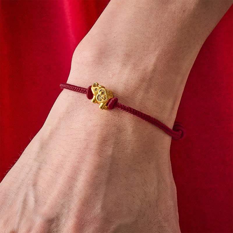 Buddha Stones Braccialetto di forza con filo rosso elefante e rame - image 12