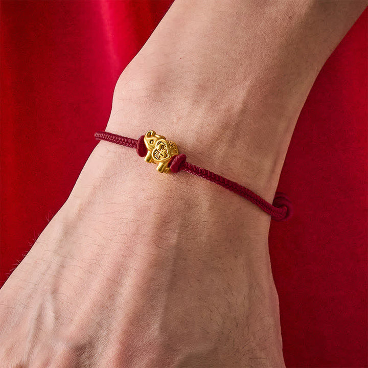 Buddha Stones Braccialetto di forza con filo rosso elefante e rame - image 12