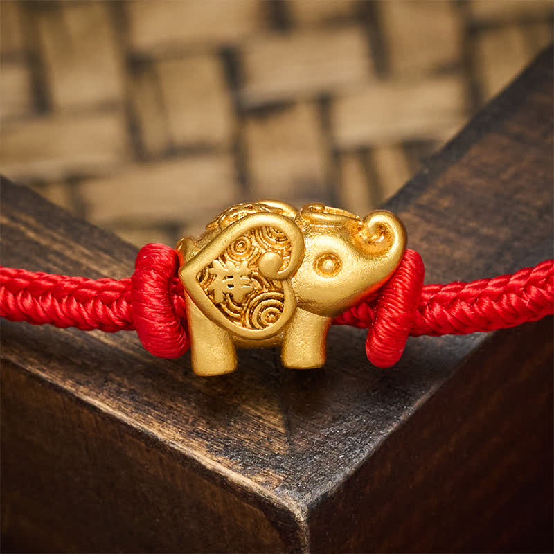 Buddha Stones Braccialetto di forza con filo rosso elefante e rame - image 4