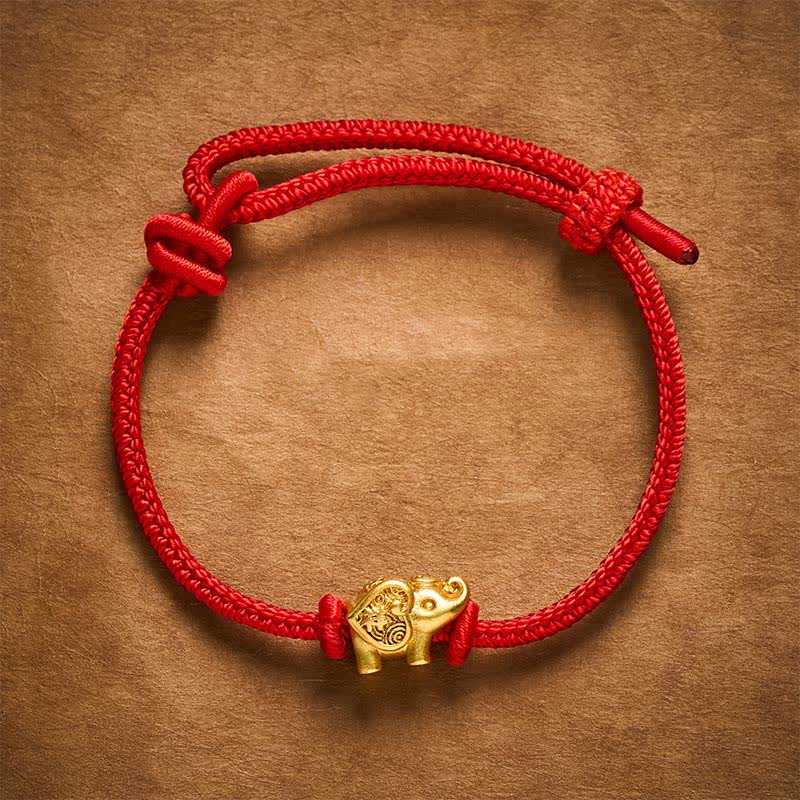 Buddha Stones Braccialetto di forza con filo rosso elefante e rame - image 2