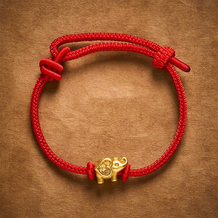 Buddha Stones Braccialetto di forza con filo rosso elefante e rame - image 2