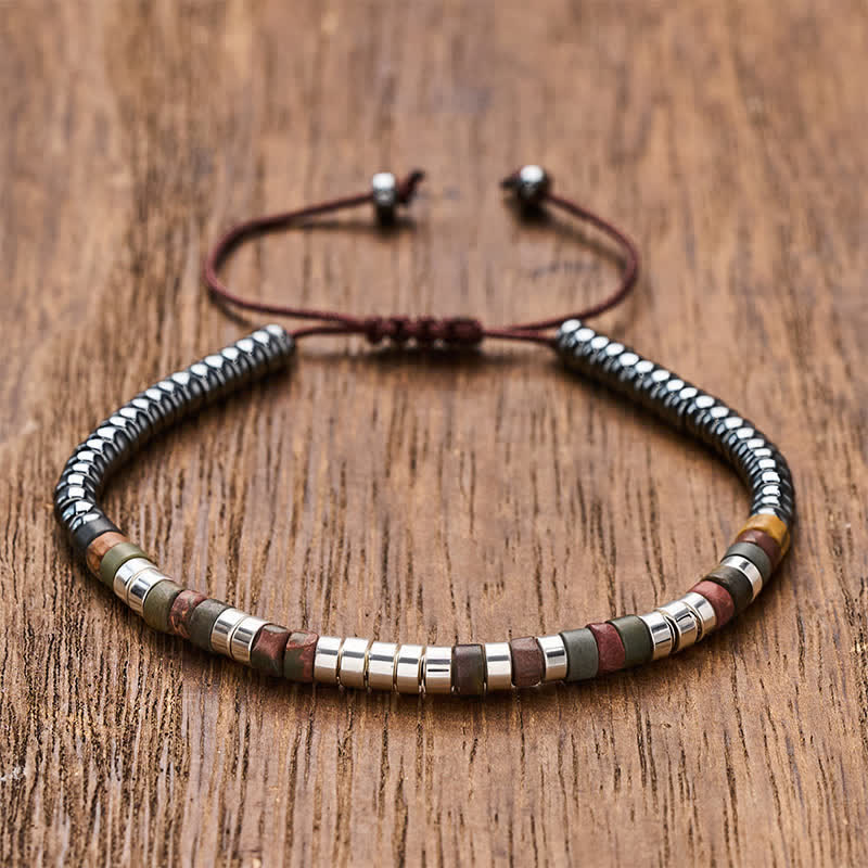 Buddha Stones Bracciale con perle di ematite dal potere speciale - Argento - image 0