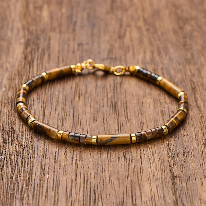 Buddha Stones Bracciale protettivo con perline in occhio di tigre naturale - 7,9–8,2 pollici (20–21 cm) - image 0
