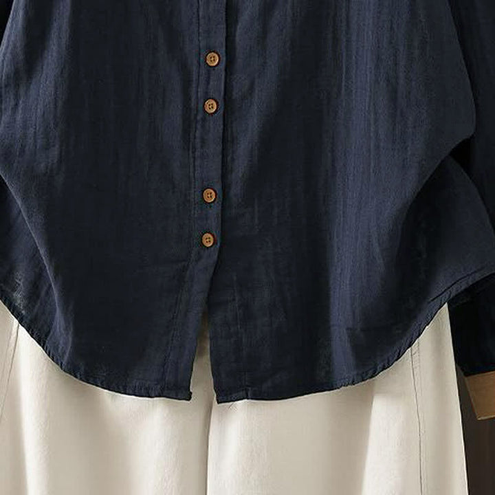 Buddha Stones Camicie da donna a maniche lunghe, stile primaverile, casual, vintage, con bottoni e colletto a contrasto. - image 10