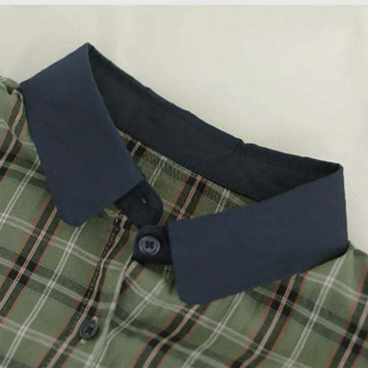Buddha Stones Camicia da donna a maniche lunghe, stile vintage, con bottoni, colletto a contrasto e fantasia a quadri, ideale per l'autunno. - image 12