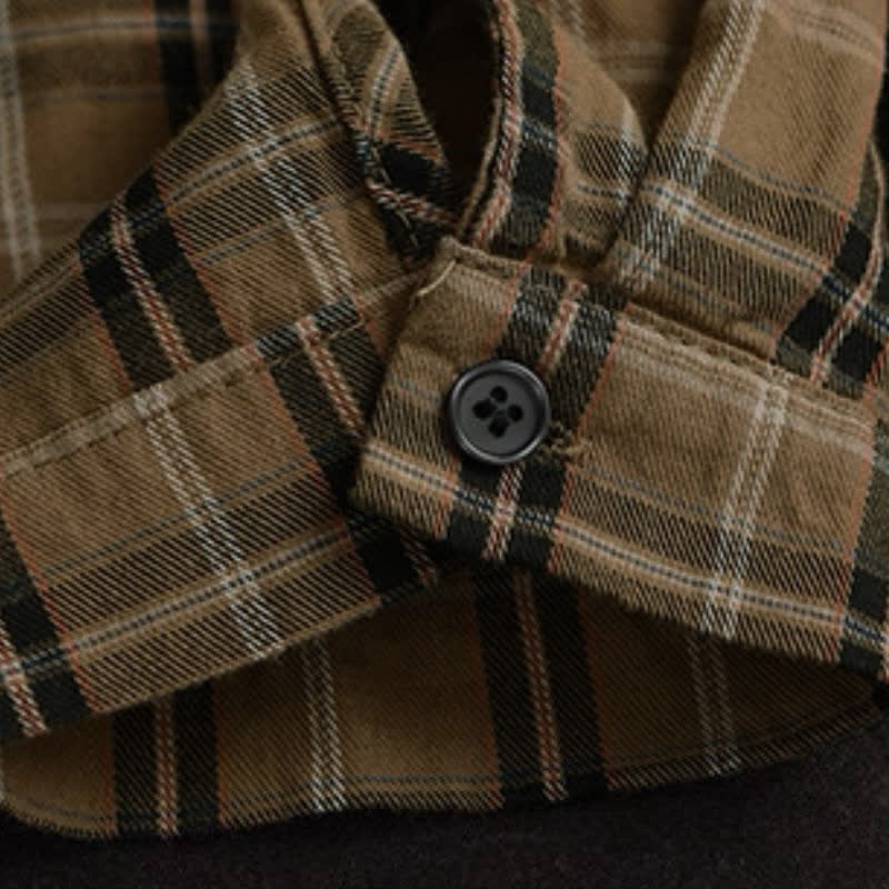 Buddha Stones Camicia da donna a maniche lunghe, stile vintage, con bottoni, colletto a contrasto e fantasia a quadri, ideale per l'autunno. - image 6
