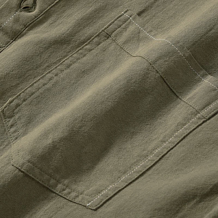 Buddha Stones Camicia da uomo a maniche lunghe in cotone tinta unita, casual, con bottoni e taschino applicato, ideale per primavera e autunno. - image 5