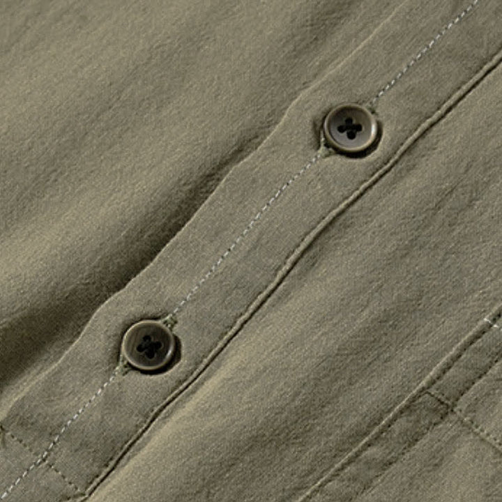 Buddha Stones Camicia da uomo a maniche lunghe in cotone tinta unita, casual, con bottoni e taschino applicato, ideale per primavera e autunno. - image 6