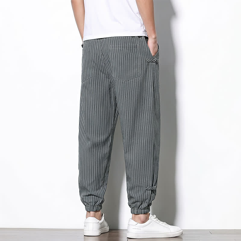 Buddha Stones Pantaloni corti a righe con coulisse, modello basic primavera/estate, da uomo, affusolati e con tasche. - image 13