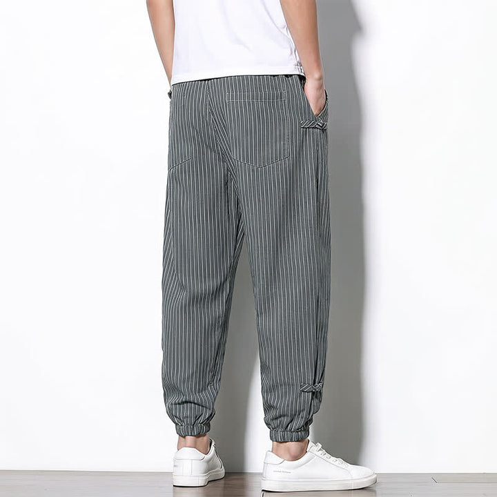 Buddha Stones Pantaloni corti a righe con coulisse, modello basic primavera/estate, da uomo, affusolati e con tasche. - image 13