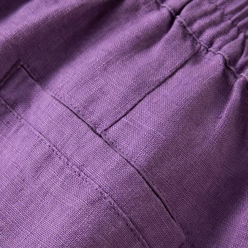 Pantaloni da donna a gamba larga, tinta unita, con tasche e stampa Buddha Stones. - image 9