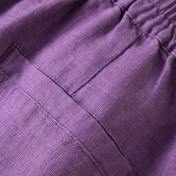 Pantaloni da donna a gamba larga, tinta unita, con tasche e stampa Buddha Stones. - image 9