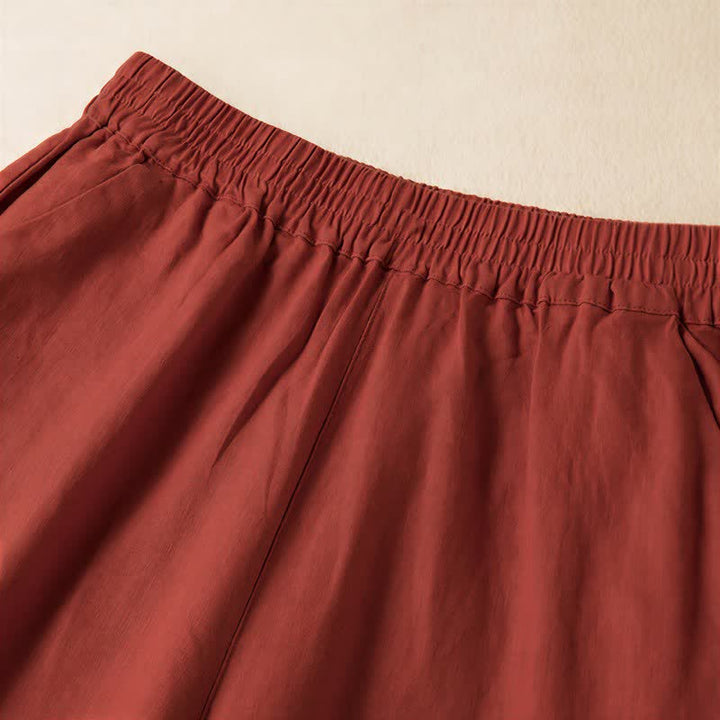 Pantaloni da donna a gamba larga, tinta unita, con tasche e stampa Buddha Stones. - image 5