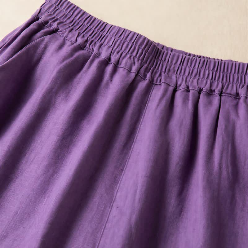 Pantaloni da donna a gamba larga, tinta unita, con tasche e stampa Buddha Stones. - image 8