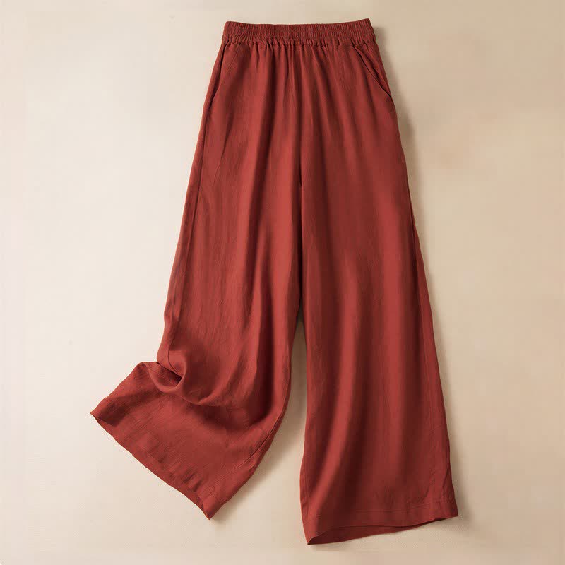 Pantaloni da donna a gamba larga, tinta unita, con tasche e stampa Buddha Stones. - RossoArancione - US12, UK/AU16, EU44 (3XL) - image 4