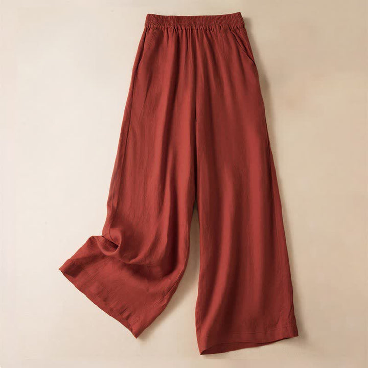 Pantaloni da donna a gamba larga, tinta unita, con tasche e stampa Buddha Stones. - RossoArancione - US12, UK/AU16, EU44 (3XL) - image 4