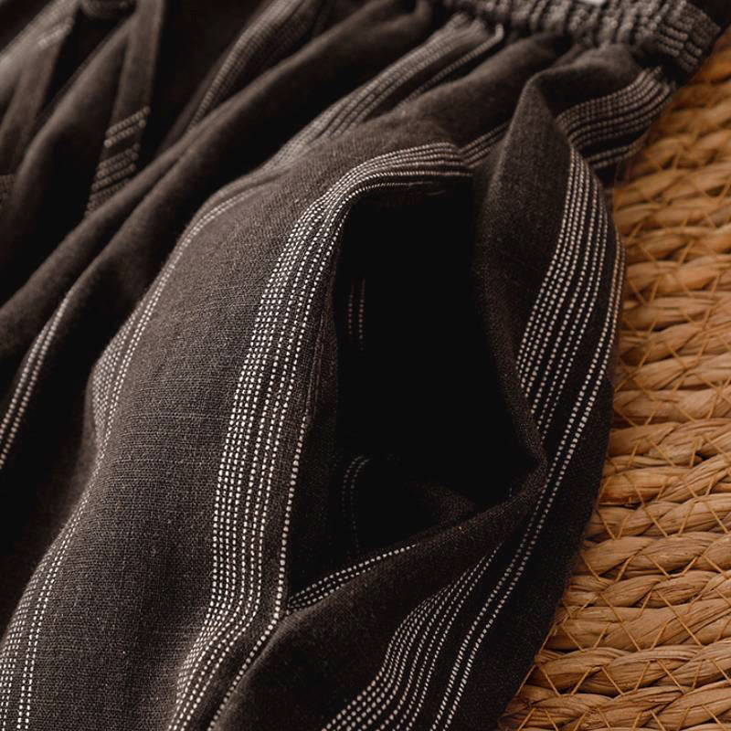 Buddha Stones Pantaloni corti da donna a gamba larga con coulisse, a righe, casual, primavera/estate, con tasche. - image 13