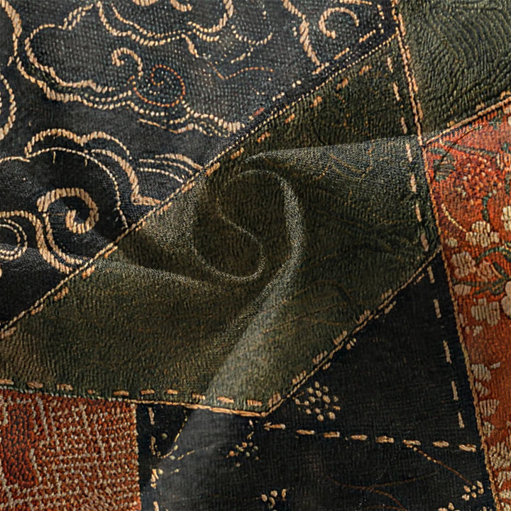 Buddha Stones Kimono da uomo in cotone stile vintage con motivo a onde e patchwork, aperto sul davanti. - image 5