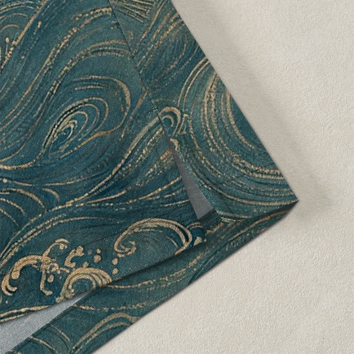 Buddha Stones Kimono da uomo in cotone bianco con motivo floreale a onde e gru, aperto sul davanti. - image 4