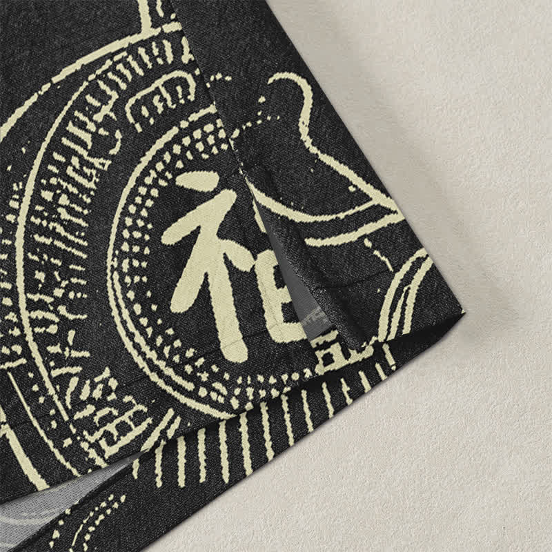 Buddha Stones Kimono da uomo in cotone con motivo a nuvole e loto, aperto sul davanti. - image 4
