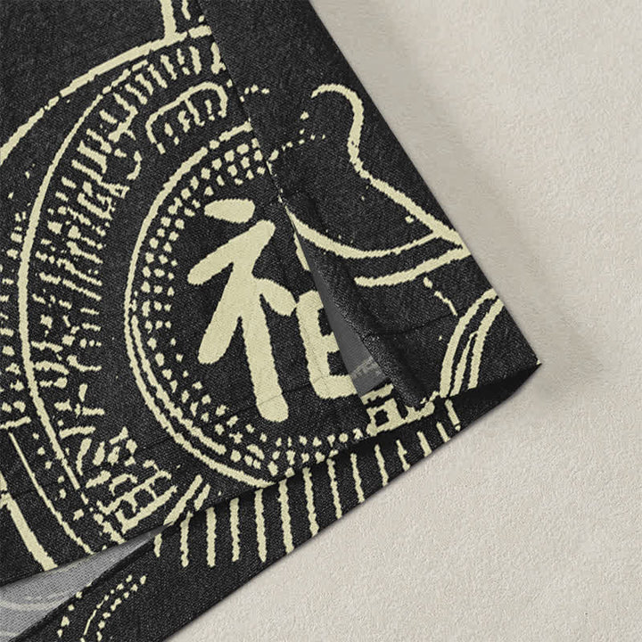 Buddha Stones Kimono da uomo in cotone con motivo a nuvole e loto, aperto sul davanti. - image 4