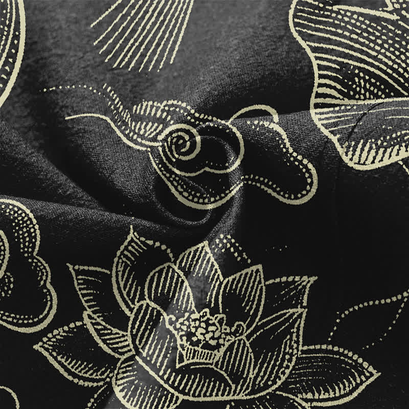 Buddha Stones Kimono da uomo in cotone con motivo a nuvole e loto, aperto sul davanti. - image 5