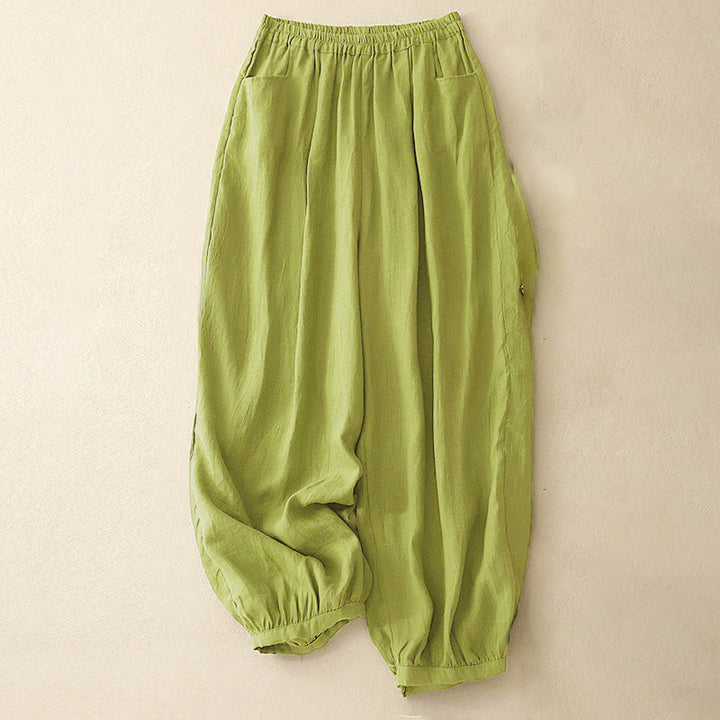 Pantaloni da donna a tinta unita, lunghezza alla caviglia, con tasche, modello Buddha Stones Summer Commute. - GialloVerde - US8-10, UK/AU12-14, EU40-42 (2XL) - image 14