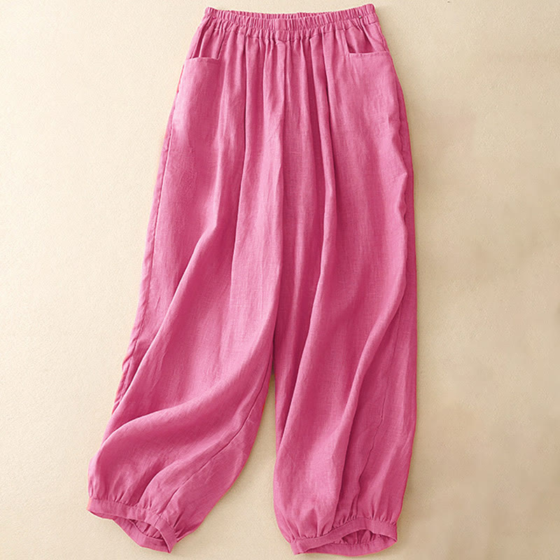 Pantaloni da donna a tinta unita, lunghezza alla caviglia, con tasche, modello Buddha Stones Summer Commute. - Rosso viola pallido - US8-10, UK/AU12-14, EU40-42 (2XL) - image 0