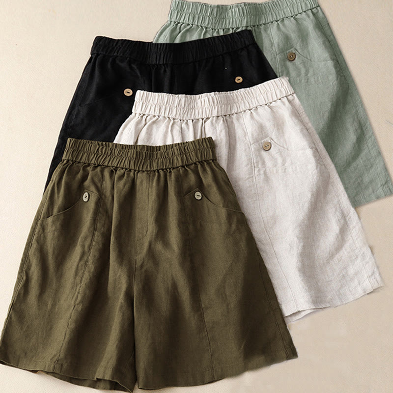 Pantaloncini da donna estivi casual con bottoni e tasche, con Buddha Stones. - image 26