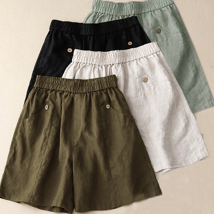 Pantaloncini da donna estivi casual con bottoni e tasche, con Buddha Stones. - image 26