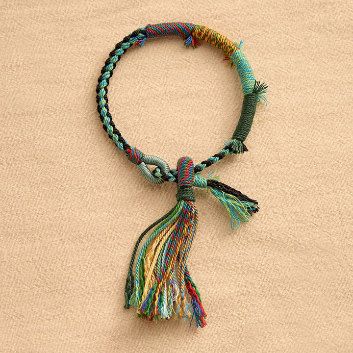 Buddha Stones Braccialetto regolabile con nappina in corda di cotone stile retrò boho - image 10