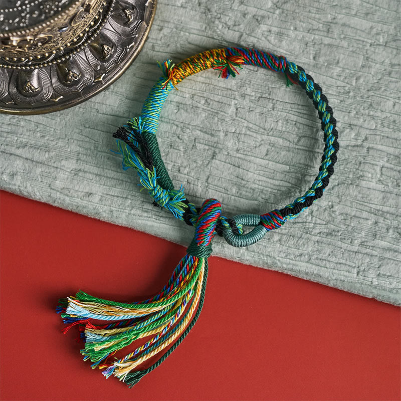 Buddha Stones Braccialetto regolabile con nappina in corda di cotone stile retrò boho - image 11