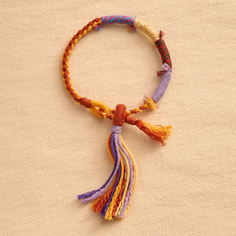 Buddha Stones Braccialetto regolabile con nappina in corda di cotone stile retrò boho - image 2