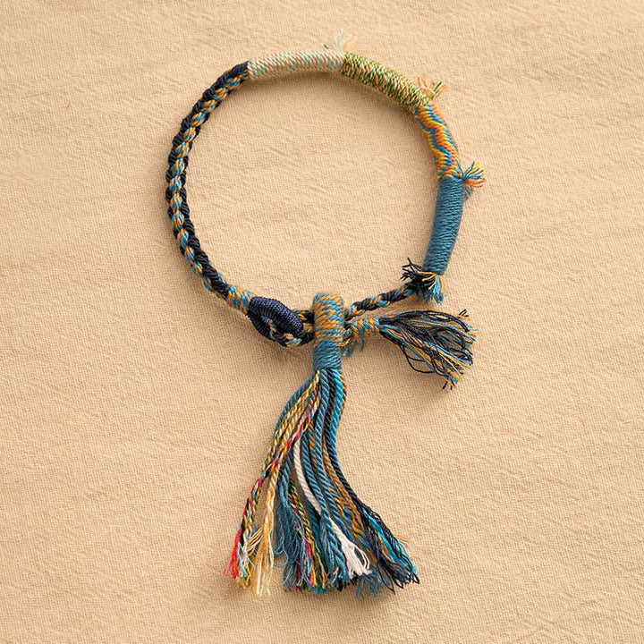 Buddha Stones Braccialetto regolabile con nappina in corda di cotone stile retrò boho - image 16