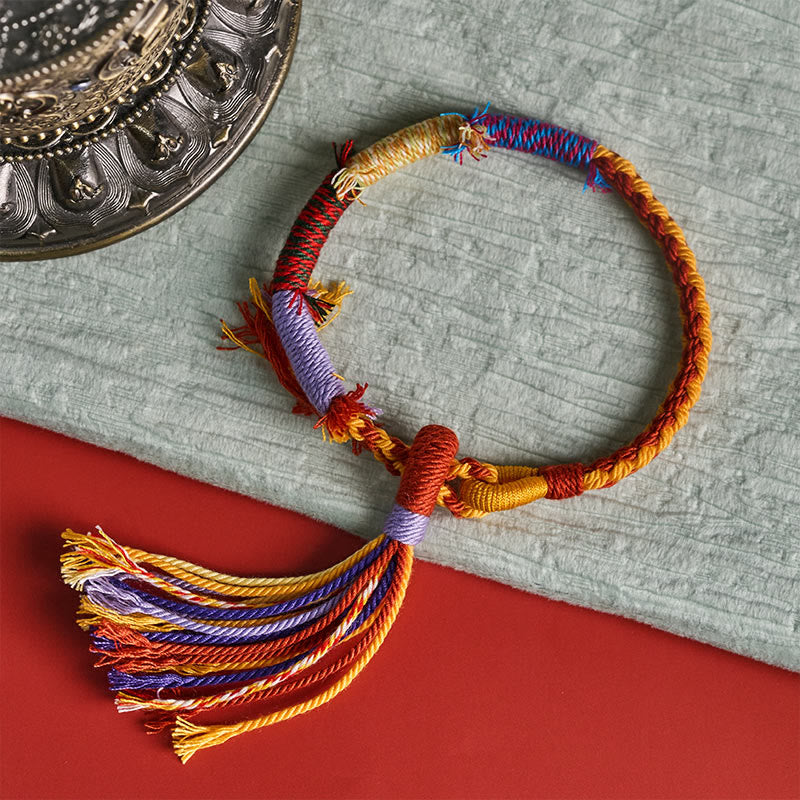 Buddha Stones Braccialetto regolabile con nappina in corda di cotone stile retrò boho - image 3