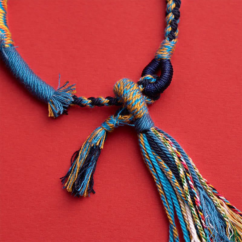 Buddha Stones Braccialetto regolabile con nappina in corda di cotone stile retrò boho - image 19