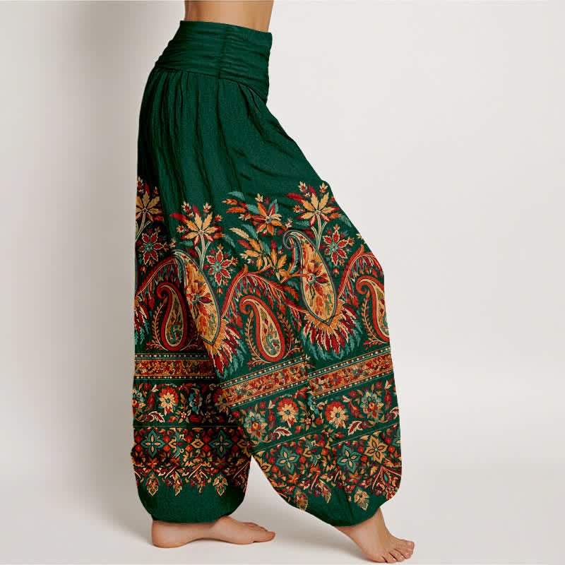 Buddha Stones Pantaloni harem da donna in cotone con motivo paisley etnico e vita elasticizzata. - image 6