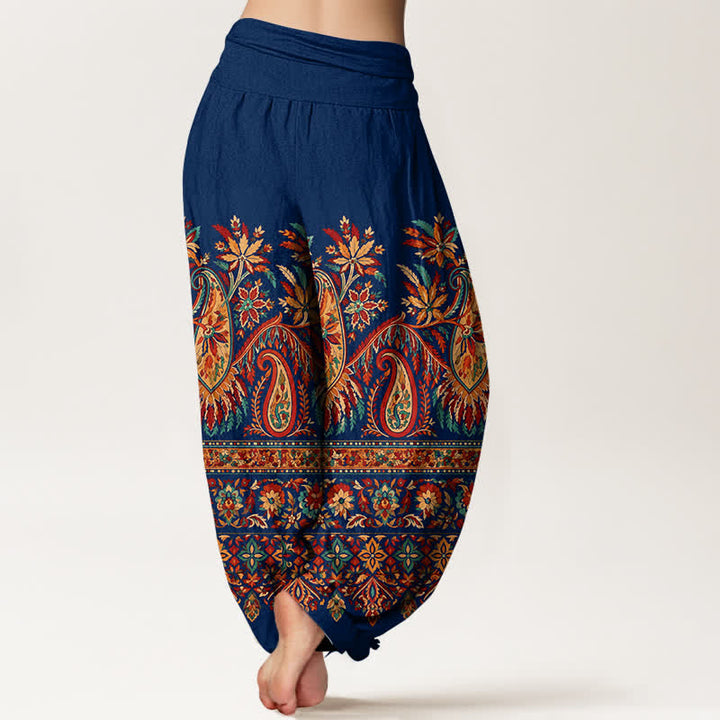 Buddha Stones Pantaloni harem da donna in cotone con motivo paisley etnico e vita elasticizzata. - image 10