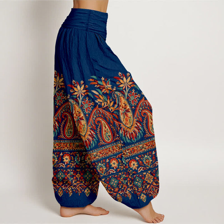 Buddha Stones Pantaloni harem da donna in cotone con motivo paisley etnico e vita elasticizzata. - image 9