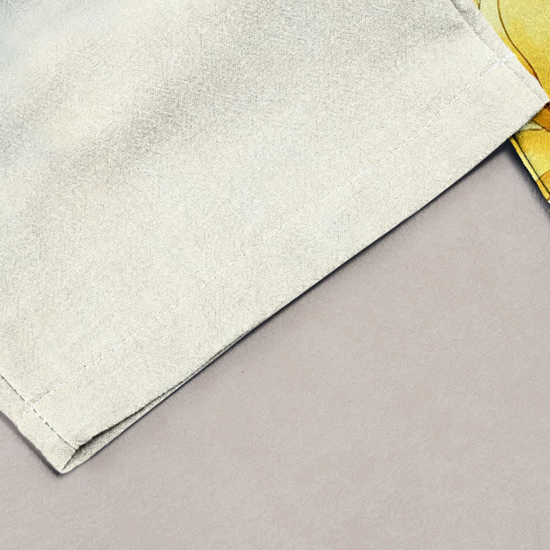 Buddha Stones Pantaloni da donna in puro cotone con stampa magnolia e vita elasticizzata, con tasche. - image 1