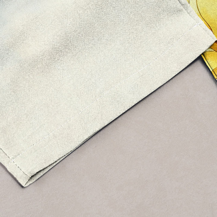Buddha Stones Pantaloni da donna in puro cotone con stampa magnolia e vita elasticizzata, con tasche. - image 1