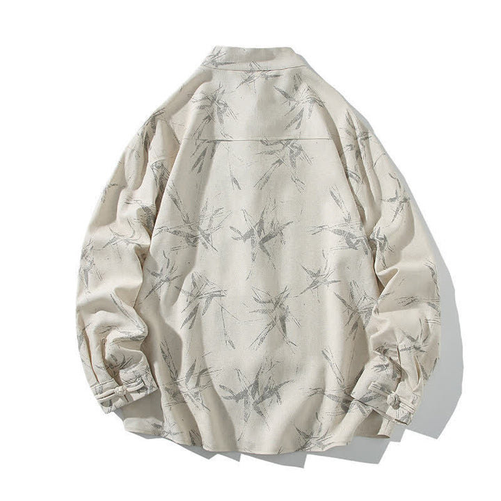 Buddha Stones Camicia da uomo a maniche lunghe, stile Tang, con bottoni a rana e stampa bambù, ideale per la primavera. - image 7