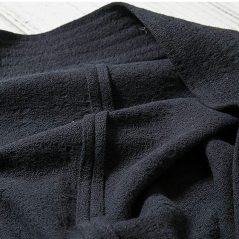 Buddha Stones Kimono da uomo minimalista in cotone tinta unita con scollo a V e coulisse, ideale per autunno/inverno. - image 3