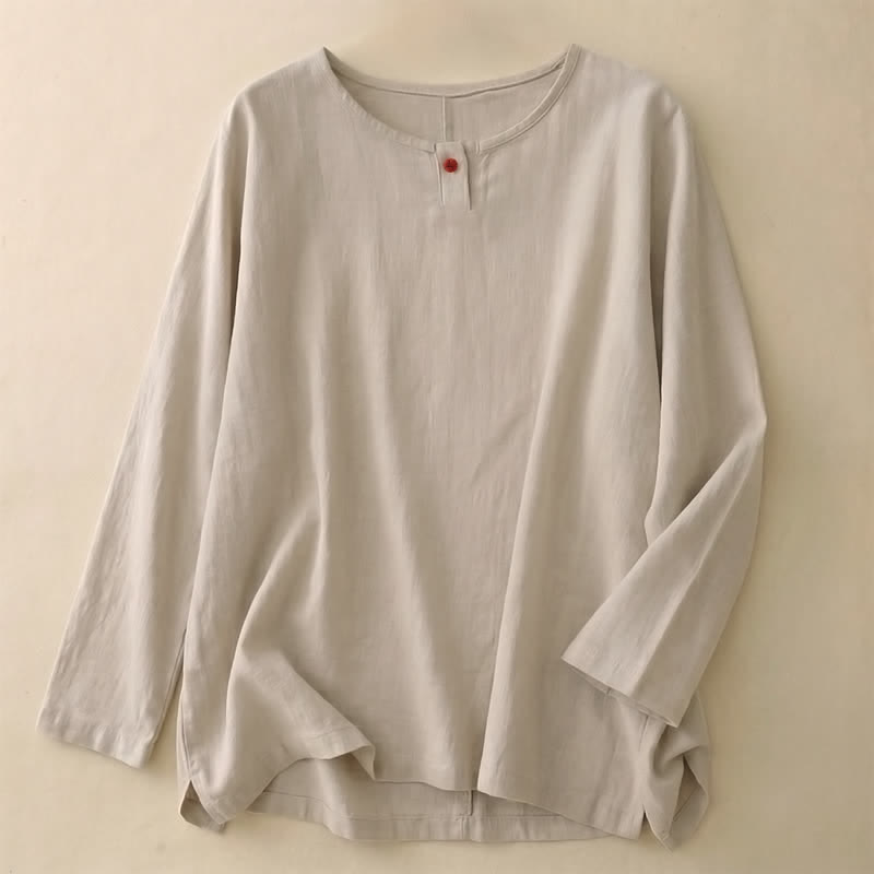 Buddha Stones T-shirt da donna a maniche lunghe, semplice, tinta unita, con scollo rotondo, in cotone, ideale per primavera e autunno. - Biancheria - US14, UK/AU18, EU46 (2XL) - image 0