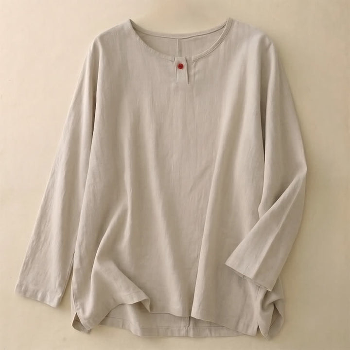 Buddha Stones T-shirt da donna a maniche lunghe, semplice, tinta unita, con scollo rotondo, in cotone, ideale per primavera e autunno. - Biancheria - US14, UK/AU18, EU46 (2XL) - image 0