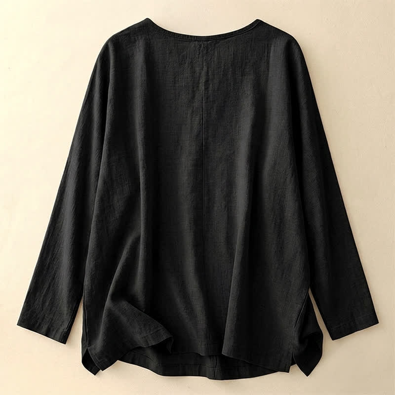 Buddha Stones T-shirt da donna a maniche lunghe, semplice, tinta unita, con scollo rotondo, in cotone, ideale per primavera e autunno. - image 12